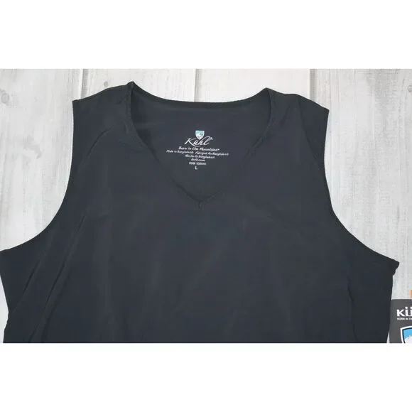 NEW Kuhl Vantage Dress Sz L Black Sleeveless Hiking Athletic V-Neck UPF 50+ 4021 - Picture 4 of 9